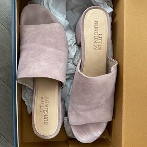 Lilac suede mule heels